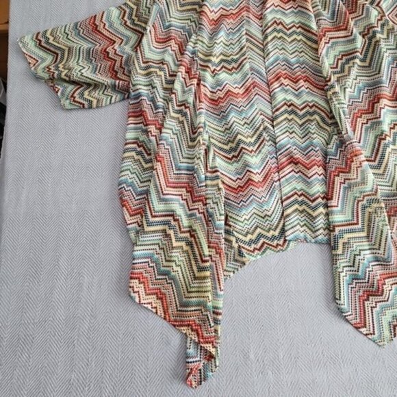 Jamie Nicole Open Front Blouse 2XL Chevron Stripes Flowy Angel Wings Sleeves - Picture 8 of 12